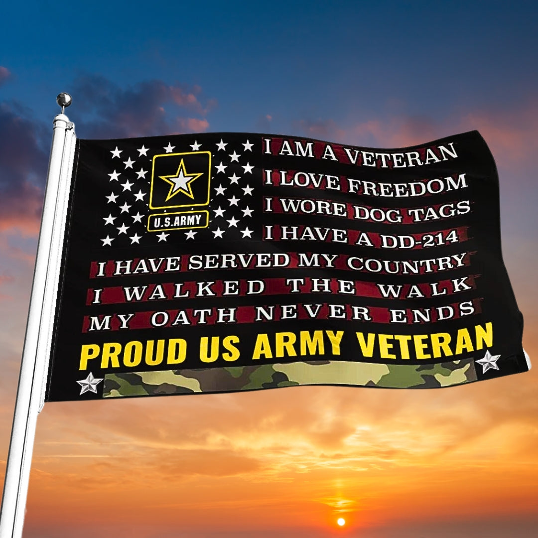 US ARMY VETERAN DOUBLE-SIDED FLAG – BOLD AMERICAN